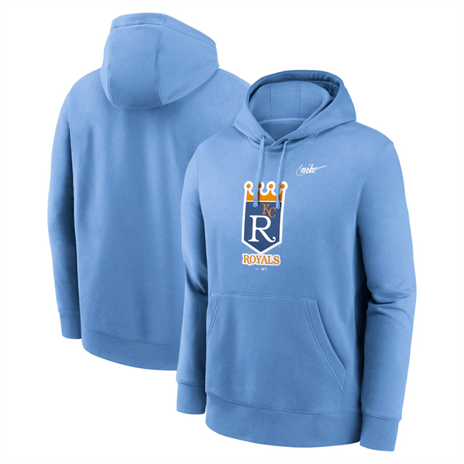 Men's Kansas City Royals Light Blue Cooperstown Collection Pullover Hoodie